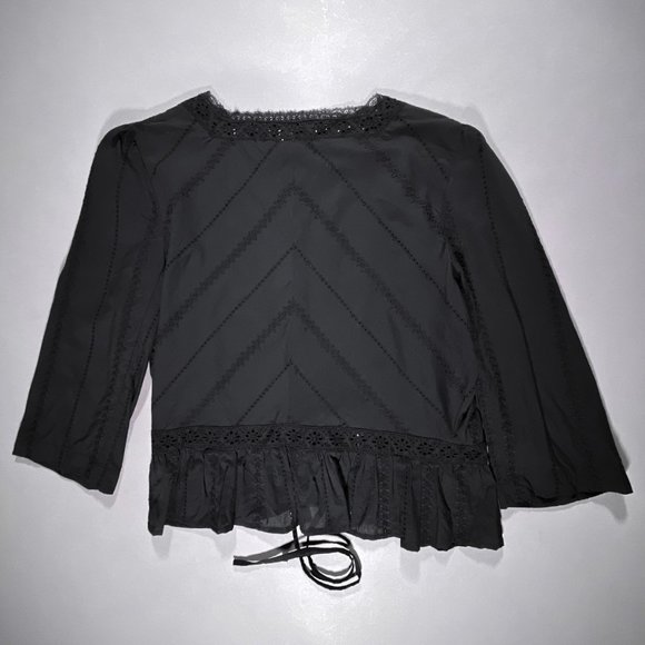A.N.A. Black Top with Eyelets Front Tie Closure Size Small - Picture 8 of 15